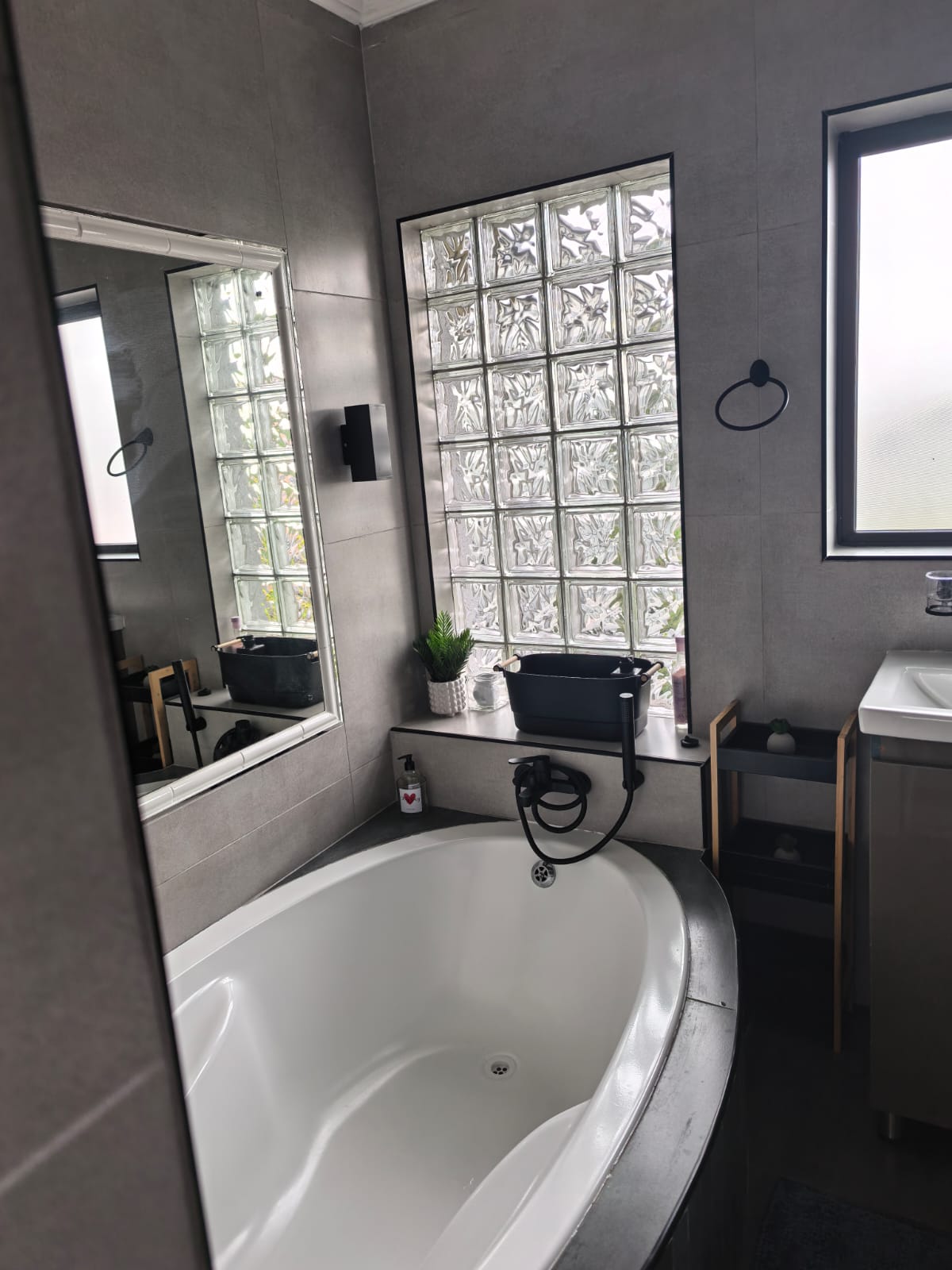 Bathroom with feature tub